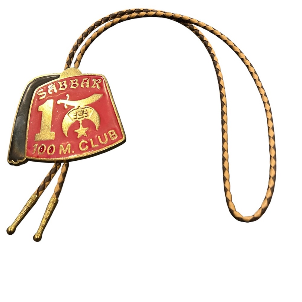 Vintage Masonic SABBAR 100 M. CLUB Bolo Tie